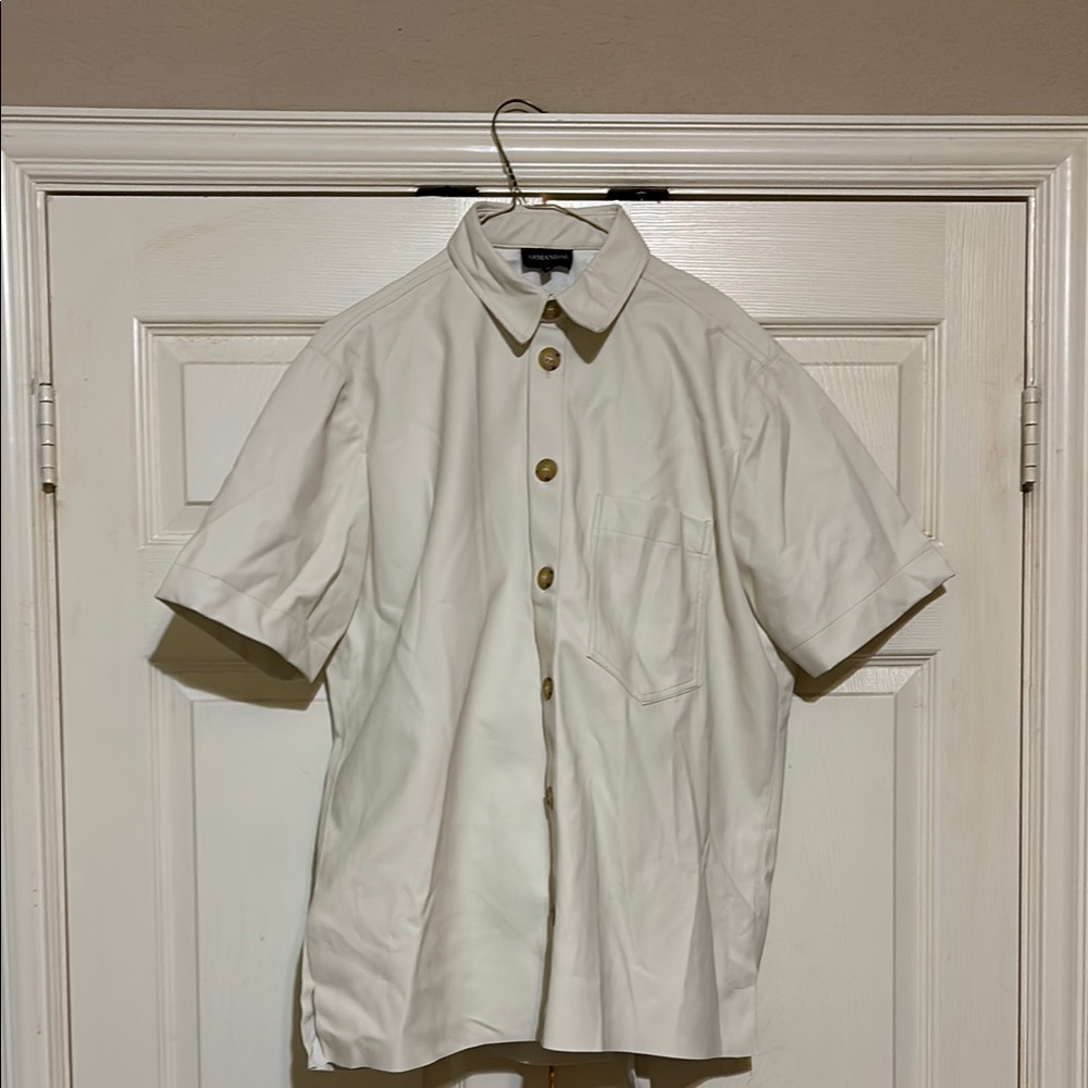 Cream Crisp Cotton Button-Up Shirt